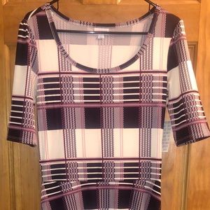LuLaRoe Ana Dress Large white/purple/pink plaid